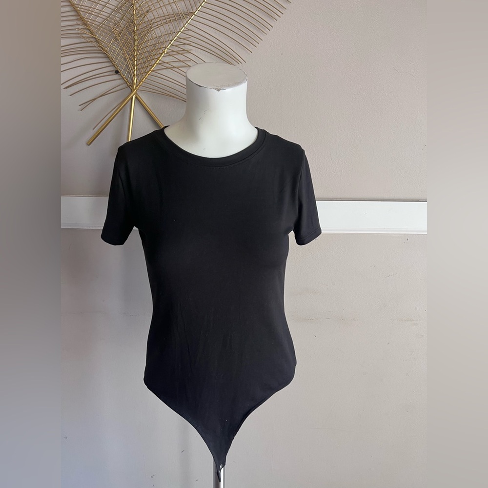 Brand New Black Short-Sleeve Crewneck Bodysuit - Women